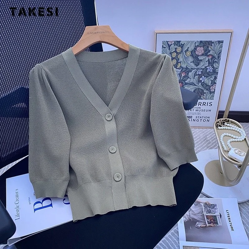 

Новинка Весна 2023, вязаный Повседневный женский свитер средней длины с длинным рукавом, модный однотонный облегающий топ в Корейском стиле