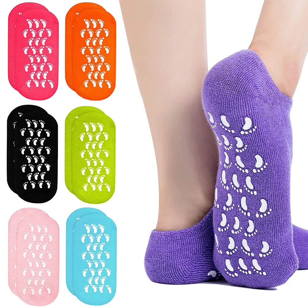 

2pcs SPA Gel Socks Reusable Moisturizing Whitening Exfoliating Velvet Smooth Gel Spa Socks for Repairing Dry Cracked Feet Skins