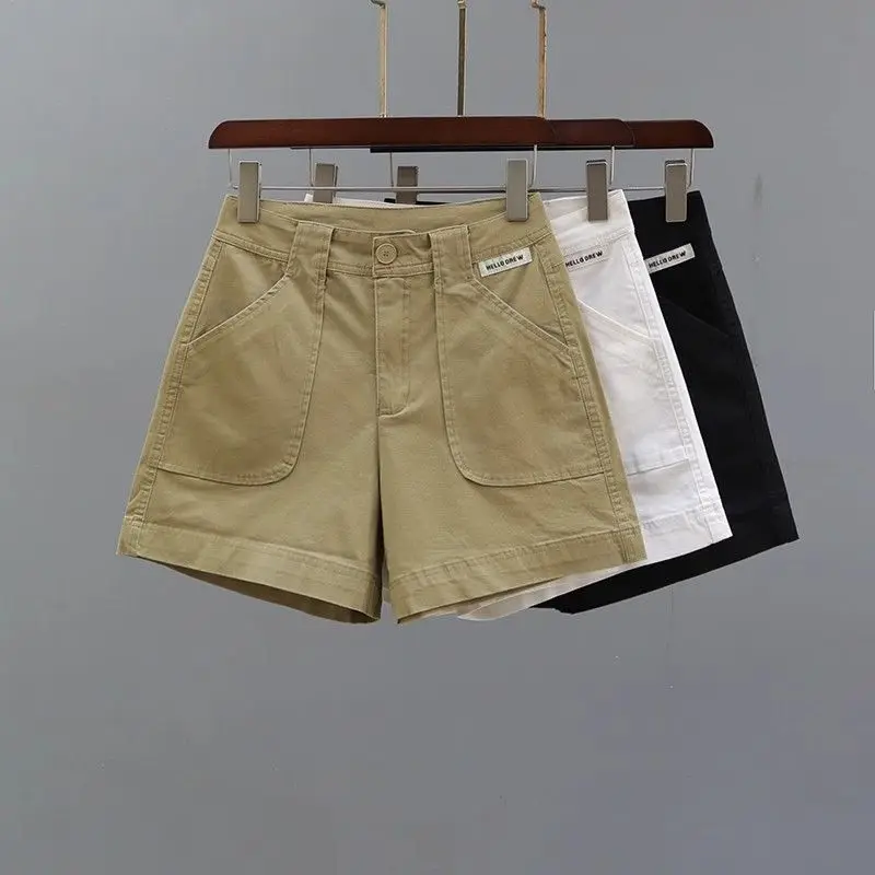 Minimalist 2024 Summer New Denim Shorts Women's Solid High Waist Button Spliced Pockets Loose Casual Versatile Wide Leg Trousers