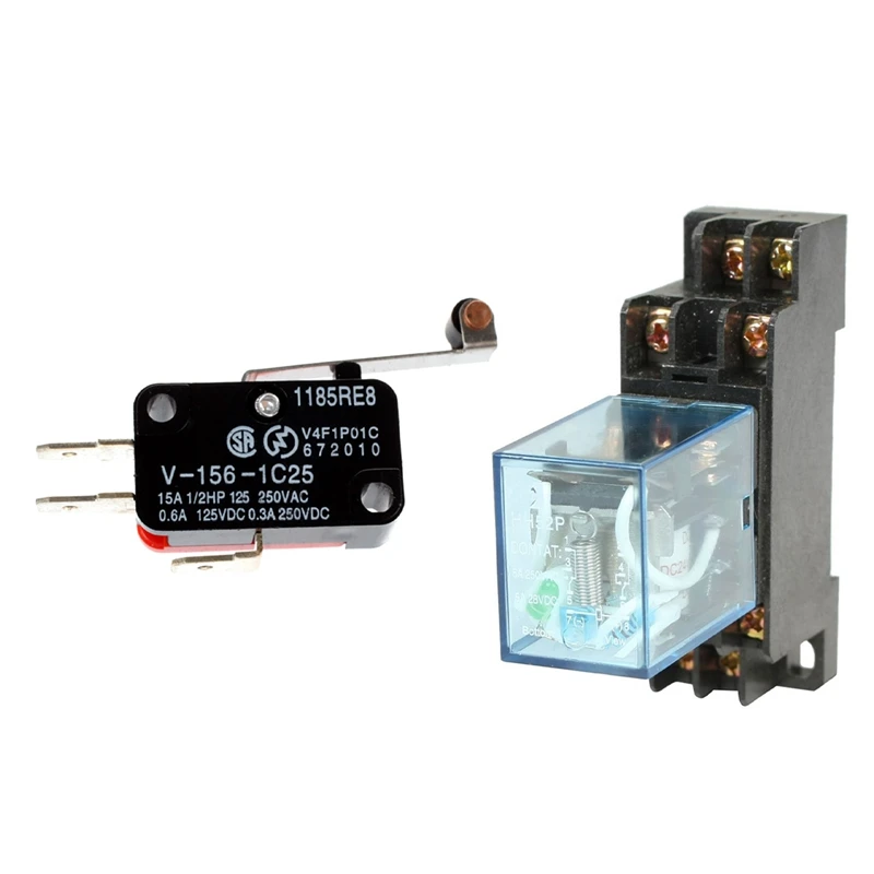 

Limit Switch Long Hinge Roller Lever Arm SPDT Snap Action & HH52P DC 24V Coil DPDT 8 Pins Electromagnetic Power Relay