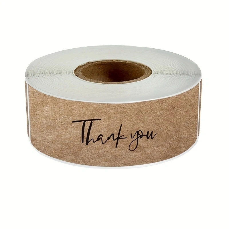 Kraft Paper Thank You Stickers for Gift Packaging and Business Labels - 120pcs Roll