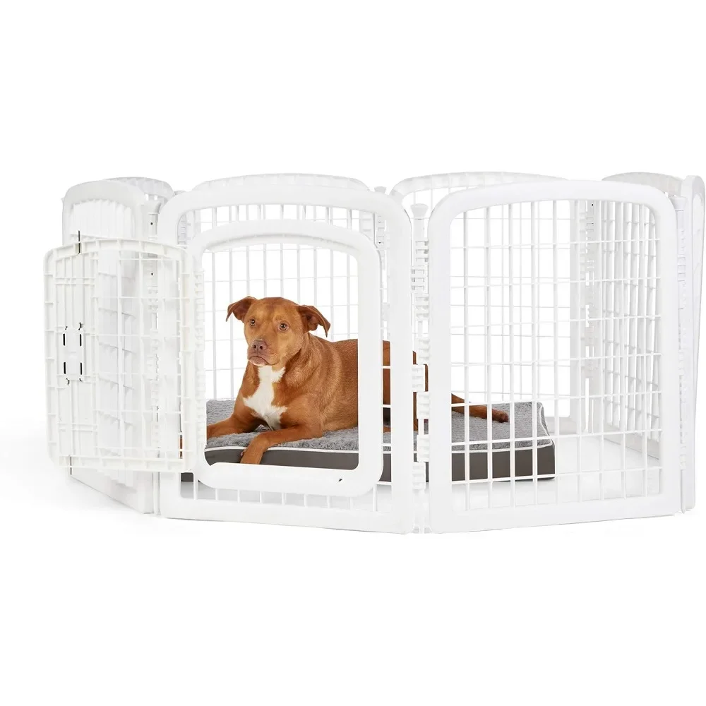 

Pet Bed for Dog Toys White Cages for Dogs 59 X 58 X 28 Inches 8-Panel Octagonal Plastic Pet Pen Fence Enclosure With Gate Puppy