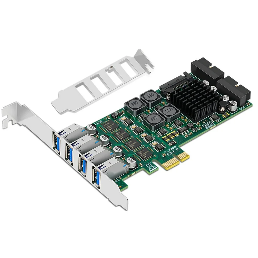 

Плата расширения USB 3.0 PCI-E X1, 4 канала, 8 А, 19pin, USB 3 на PCI express