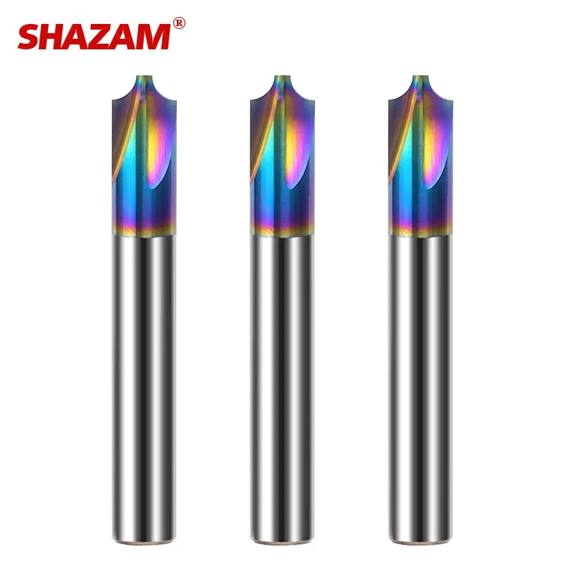 

SHAZAM 4-Flute Internal R Milling Cutter Tungsten Steel Colorful Coating For Aluminum CNC Machining Center End Mill Tools HRC60