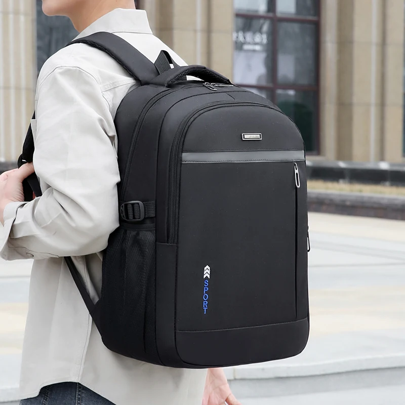 Durable Oxford travel backpack, casual backpack with adjustable shoulder straps, multiple compartments and zipper closure, styli