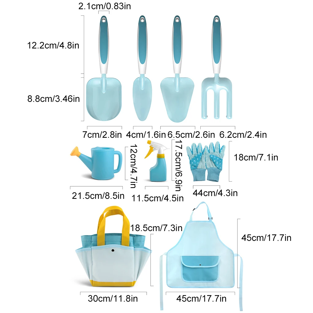 Kids Gardening Tool Set, All in One Garden Toys Set Including Kids Watering Can, Children Gardening Gloves, Shovel, Rake, Apron