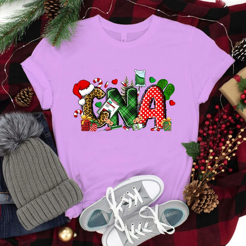 New Funny Christmas Cna Printed T-Shirts Fashion Women Short Sleeve Cool Summer Casual Tops Christmas Cna Female Shirt Tees – Detail 11
