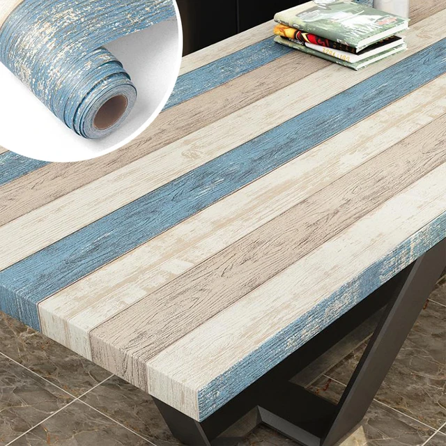 กันน้ําวอลล์เปเปอร์ไวนิลกระดาษไม้วอลล์เปเปอร์สําหรับห้องนอนตู้เสื้อผ้าสติกเกอร์เฟอร์นิเจอร์ Home Improvement 1