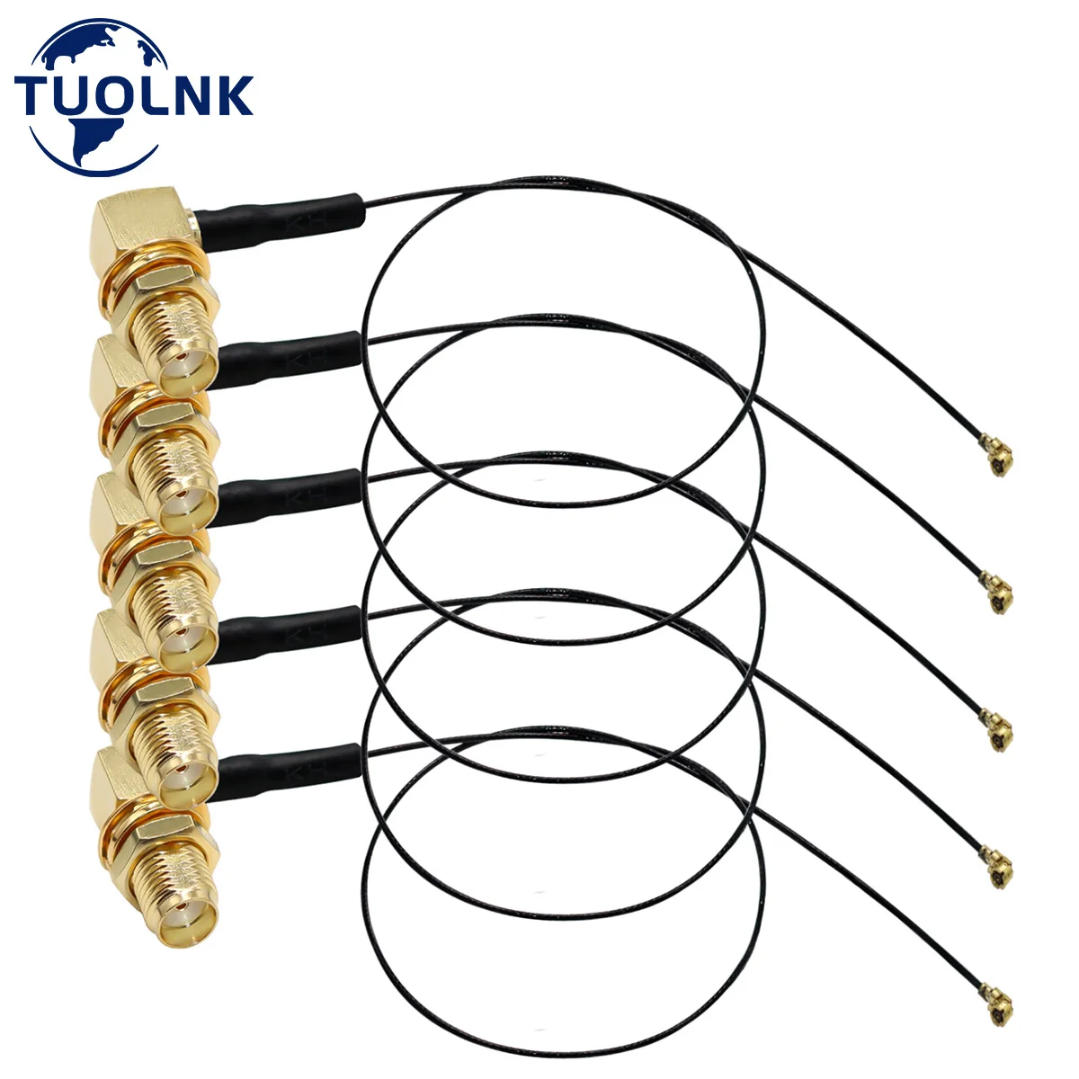 5pcs SMA a U.fl cavo coassiale IPX SMA femmina paratia ad angolo retto a IPEX UFL MHF4 Antenna RF 0.81mm IPX SMA cavo coassiale a spirale