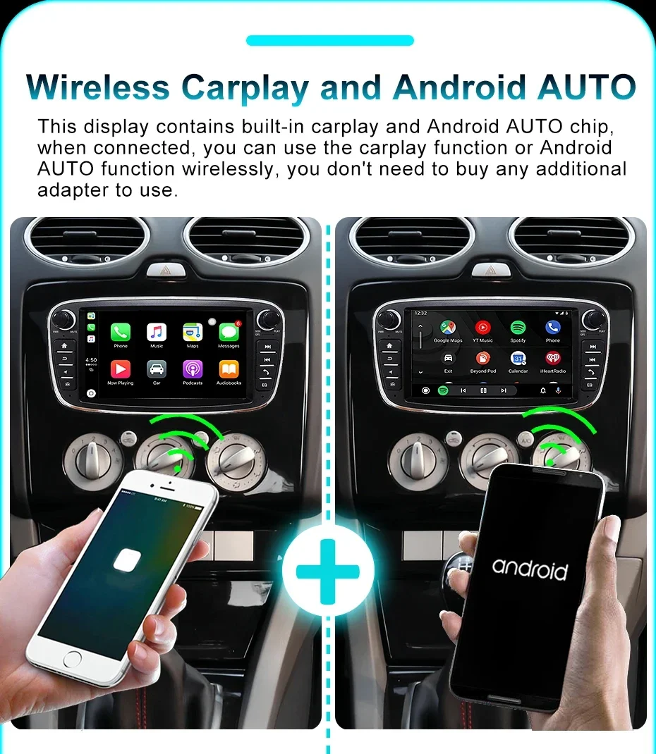 7''Screen Carplay Android 14 Autoradio für Ford Focus Mondeo S-Max C-Max Galaxie Kuga Transit verbinden 2din Autoradio 4g lte – Detail 8