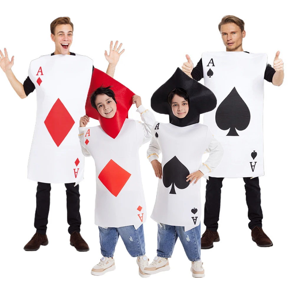 Unisex Adult Men Women Ace Of Spades Diamonds Poker Playing Card Costume Cosplay Funny Purim Halloween Party Fancy Dress Tunic