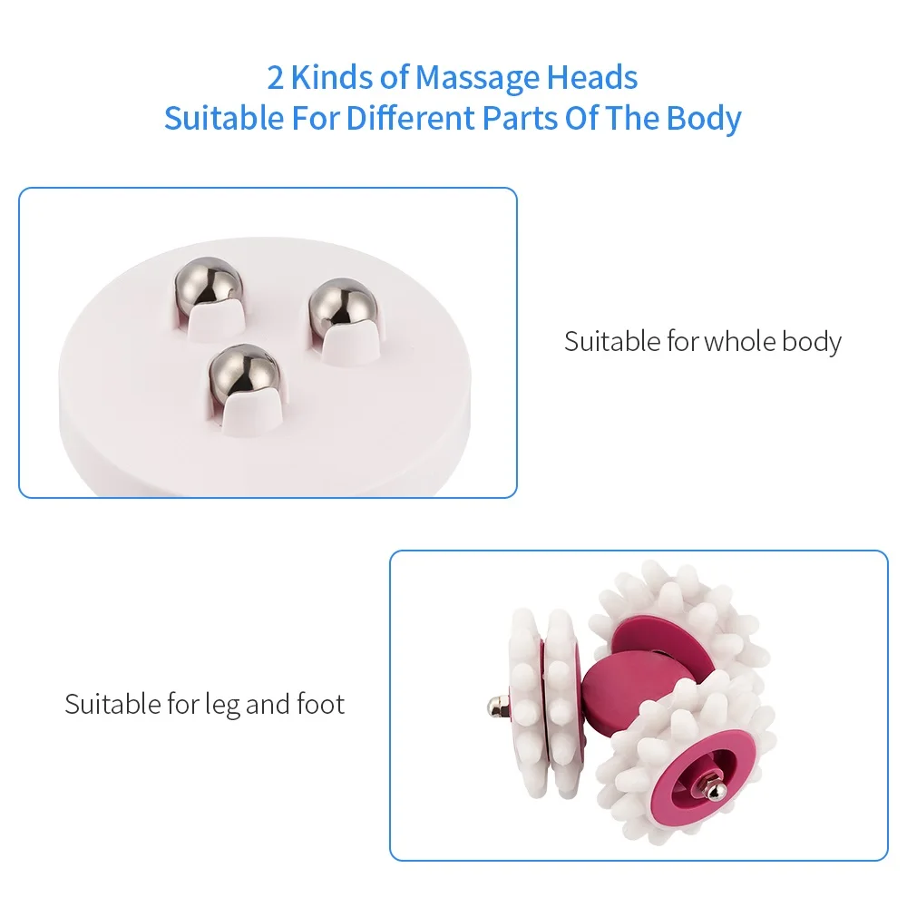 2 IN 1 Body Relaxing Massage Roller Electric Gear&Three Rolling Balls Massager Anti-Cellulite Fat Slimmer Relax Muscle Arms Legs