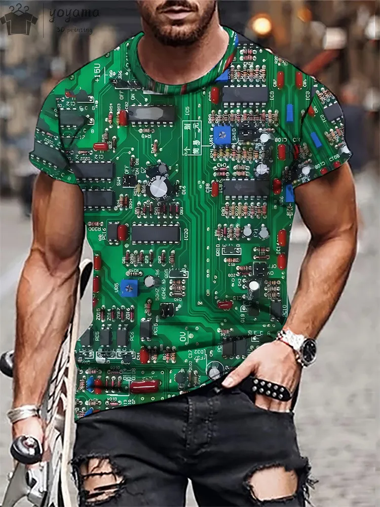 T-Shirt Uomo Stampa Fantasia, Cotone Leggero, Manica Corta, Girocollo | Perfetta Per L'Estate
