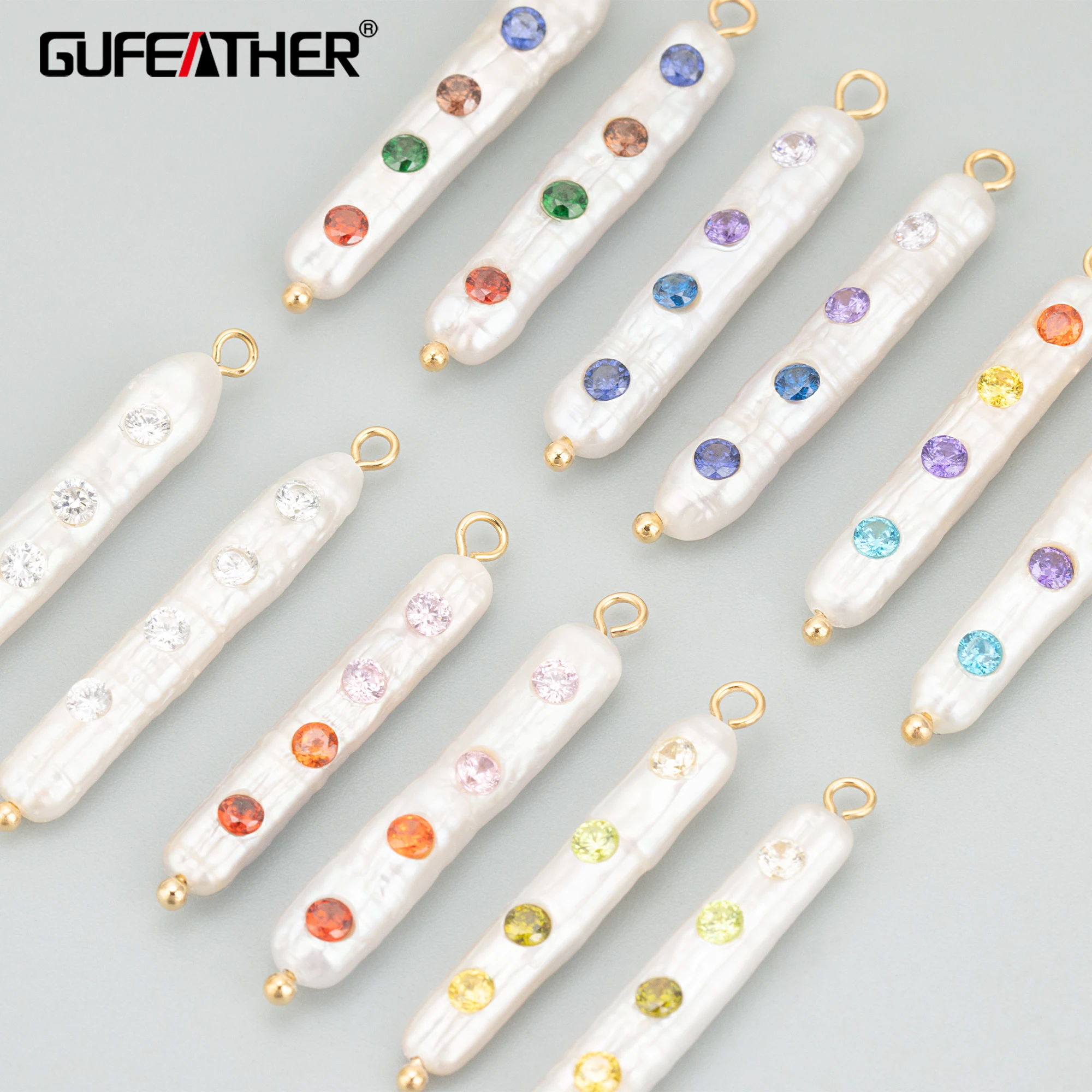 

GUFEATHER ME59,jewelry accessories,natural pearl,hand made,pearl with zircons,charms,jewelry making,diy pendants,2pcs/lot