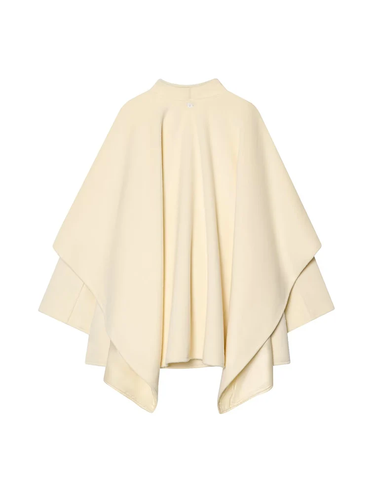 Women's Elegant Overcoat Fashion Long Sleeve Pockets Scarf Decor Woolen Jacket Solid Winter New Loose Office Lady Streetwear ﻿