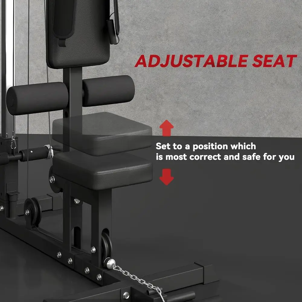 LAT High Low Pulley Stations, Cable Row Machine With Adjustable Seat & Flip-Up Footplate, For Home Gym_voghion.com