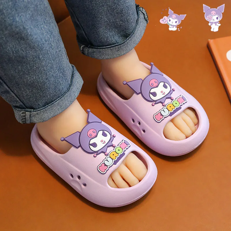 

Шлепанцы Детские с рисунком Hello Kitty Sanrio, аниме, Симпатичные Сандалии Kuromi Cinnamoroll, Нескользящие, для ванной комнаты, игрушки для девочек