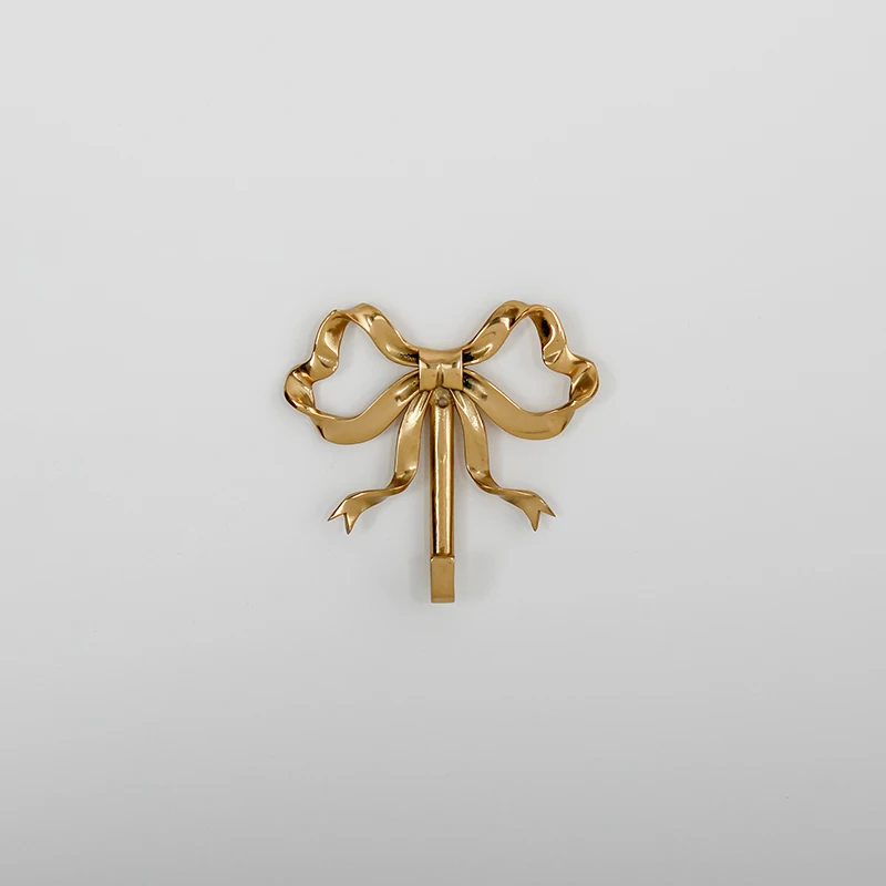 Nordic Retro Clothes Hook Bedroom Porch Bathroom Wall Decoration Solid Brass Bow Shape