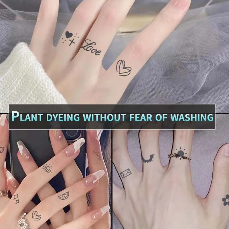 6pcs Small Finger Design Waterproof Temporary Tattoo, Long-Lasting, Realistic Fake Tattoo for Men and Women 2