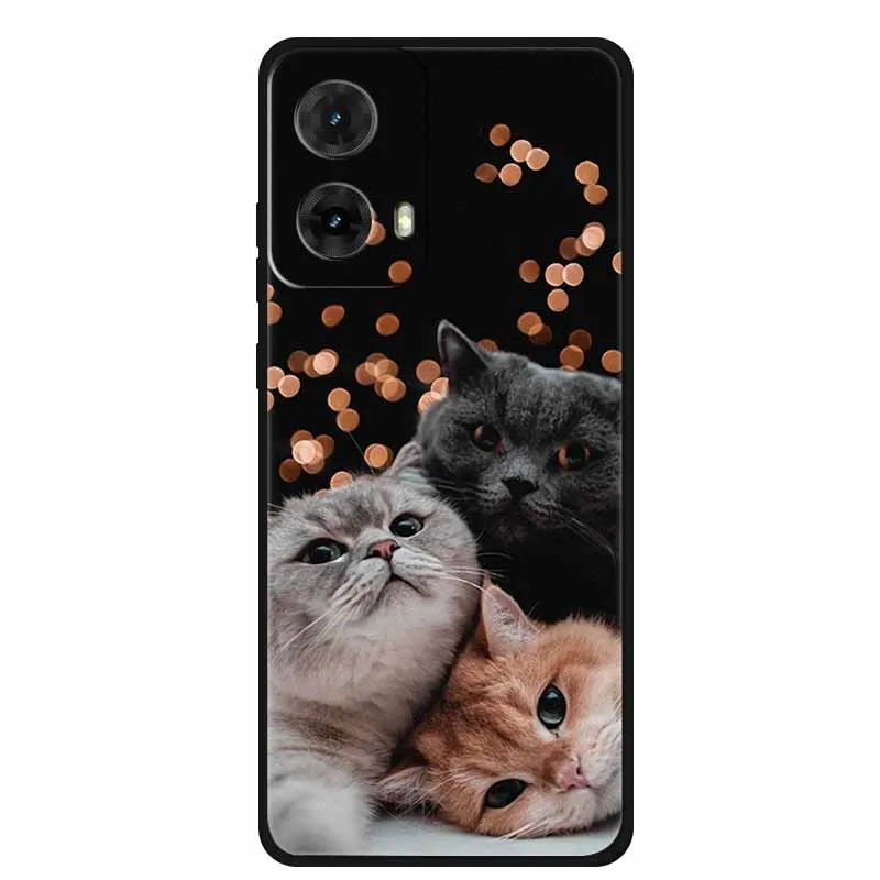 Colorful Painted Cat TPU Soft Silicone Phone Back Cover - Cute Design