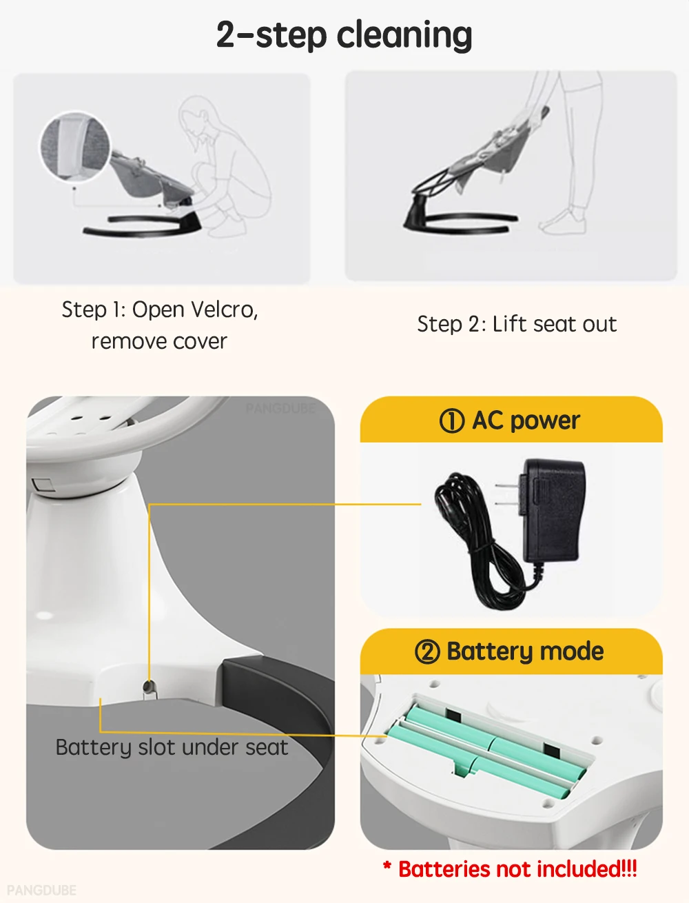 PANGDUBE Baby Electric Rocker Swing 5-Speed Auto Bluetooth Cradle Portable Foldable Baby Hammock Lounger Multifunctional Cradle Sd930bac1b1e6432988a8f48b778aa025q