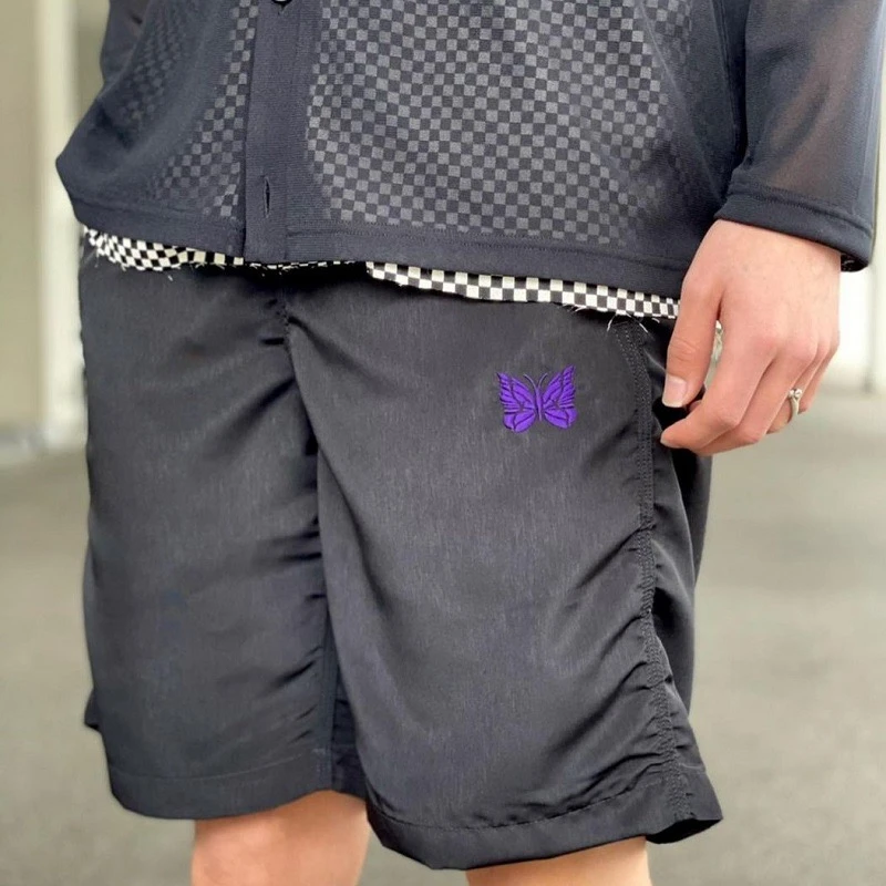 

Embroidered Needles AWGE Shorts Men Women 1:1 Best Quality Butterfly Pocket Shorts