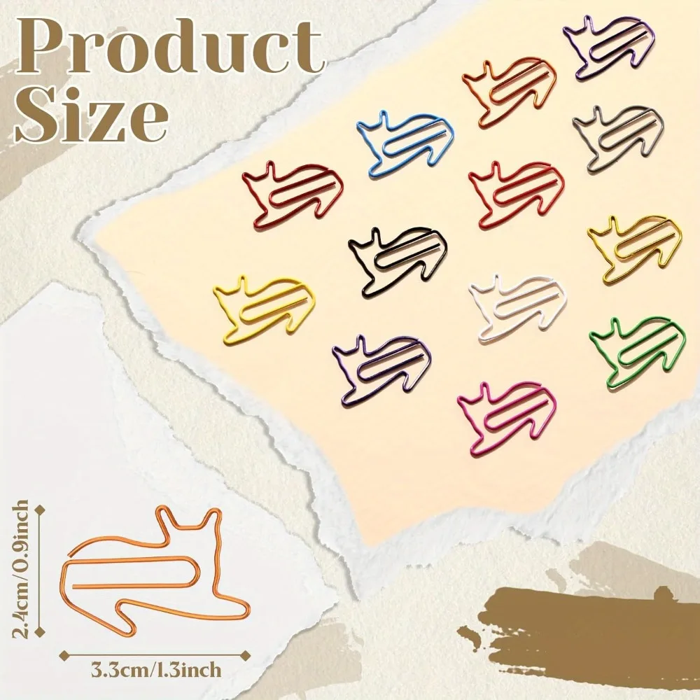 Cat Shaped Paper Clips 6 Colors Cute Animal Memo Bookmark Clips Creative Fun Office Supplies Colorful Memo Holders paper clips memo holders