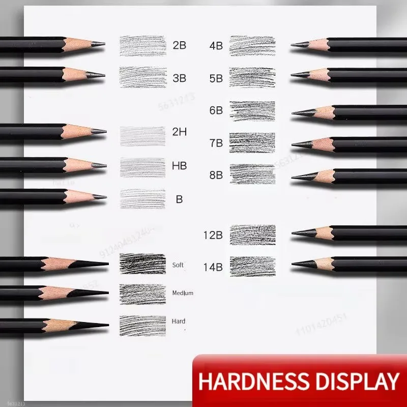 27/38/48pcs Sketching Pen Set Drawing Pen Sketching Pencil Student Drawing Art Drawing Brush HB Pen Curtain Set Box Art Supplies - 2