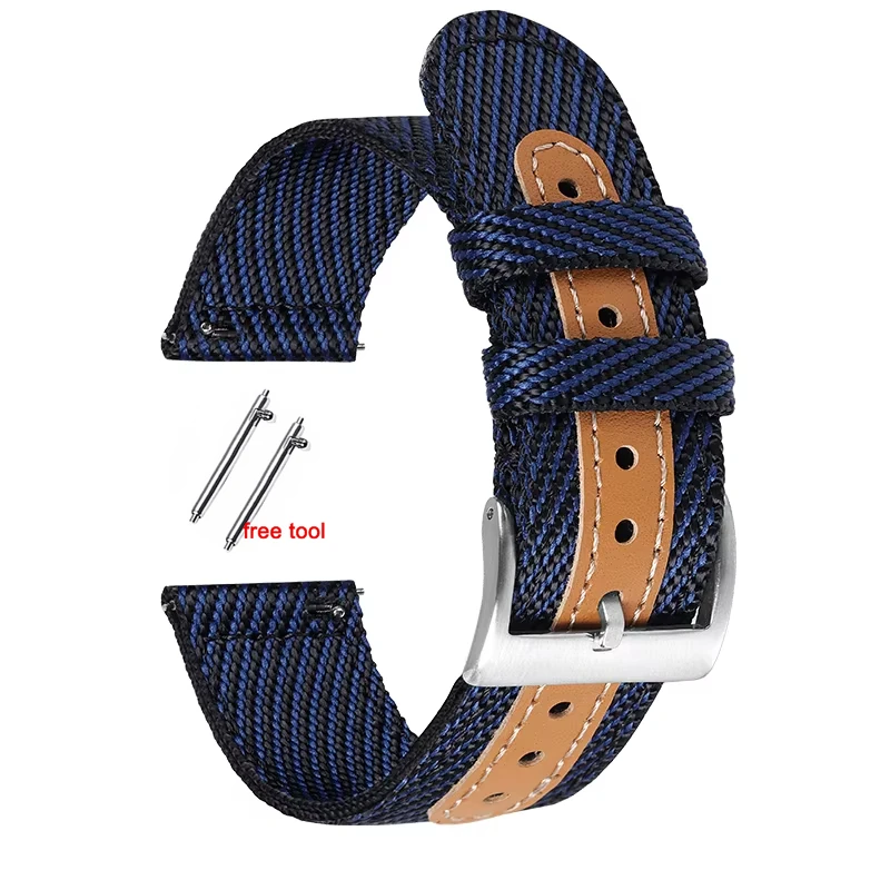 Unisex Quick Release Nylon Canvas Watch Strap - 18mm, 20mm, 22mm