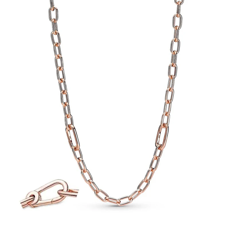 New Women's Original Logo ME Series Beaded Double Layer Chain and Pearl Necklace 925 Sterling Silver DIY Charm Jewelry Gift