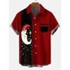 2023 New Christmas Party Men's Short Sleeve Cardigan Shirt Christmas Print Lapel Pocket Top High Quality Comfortable Soft Fabric 5