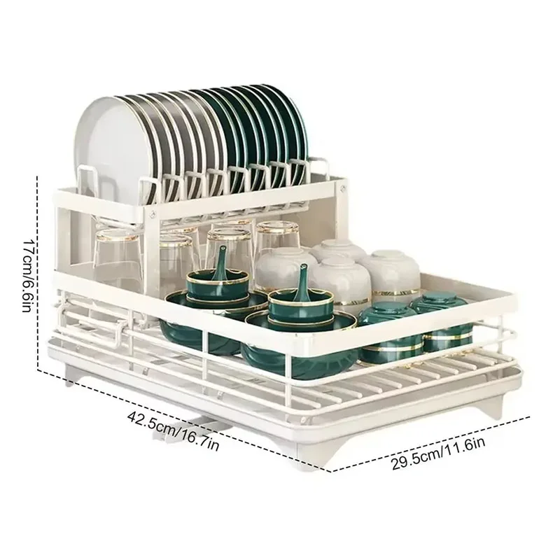 Kitchen plate storage box adjustable tableware storage rack tableware drying rack drainboard for above sink countertop 2025 storage box