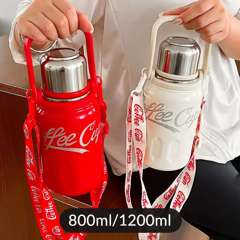 800/1200ML Stainless Steel Insulated Bottle All-Season Universal Large Capacity Insulated Cola Cup Travel Portable Coffee Mug