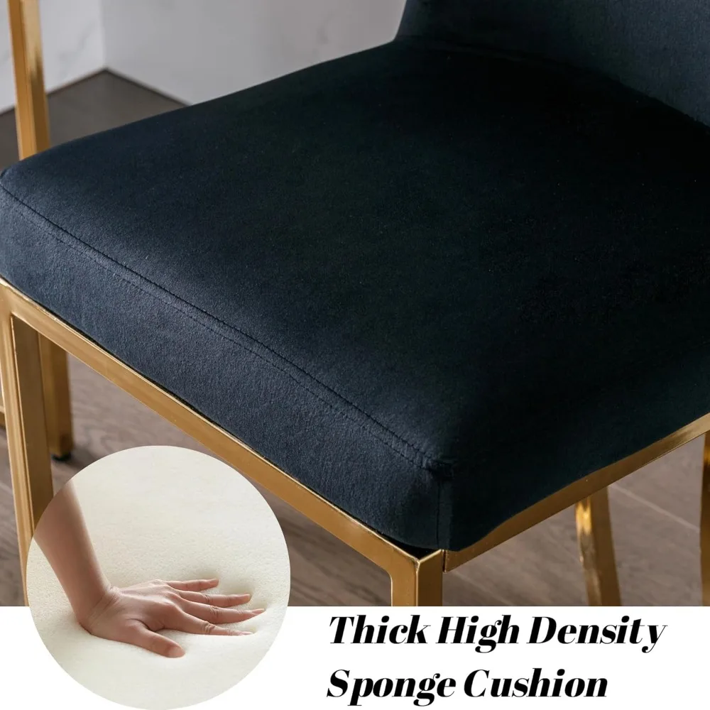 modern counter height bar stools set of 2 velvet counter stools with gold legs, 24" barstools island chairs upholstered kitchen