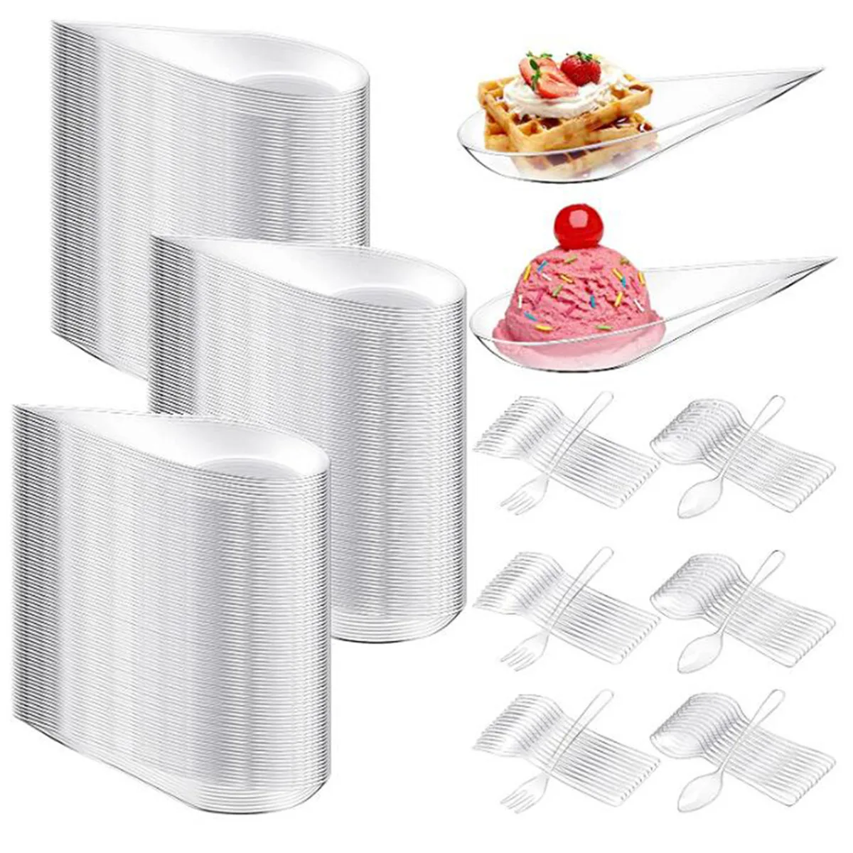 10Pcs Disposable Appetizer Plates Fruit Candy Cake Jelly Yogurt Mousse Dessert Cup Spoon Shaped Baking Food Container Tableware