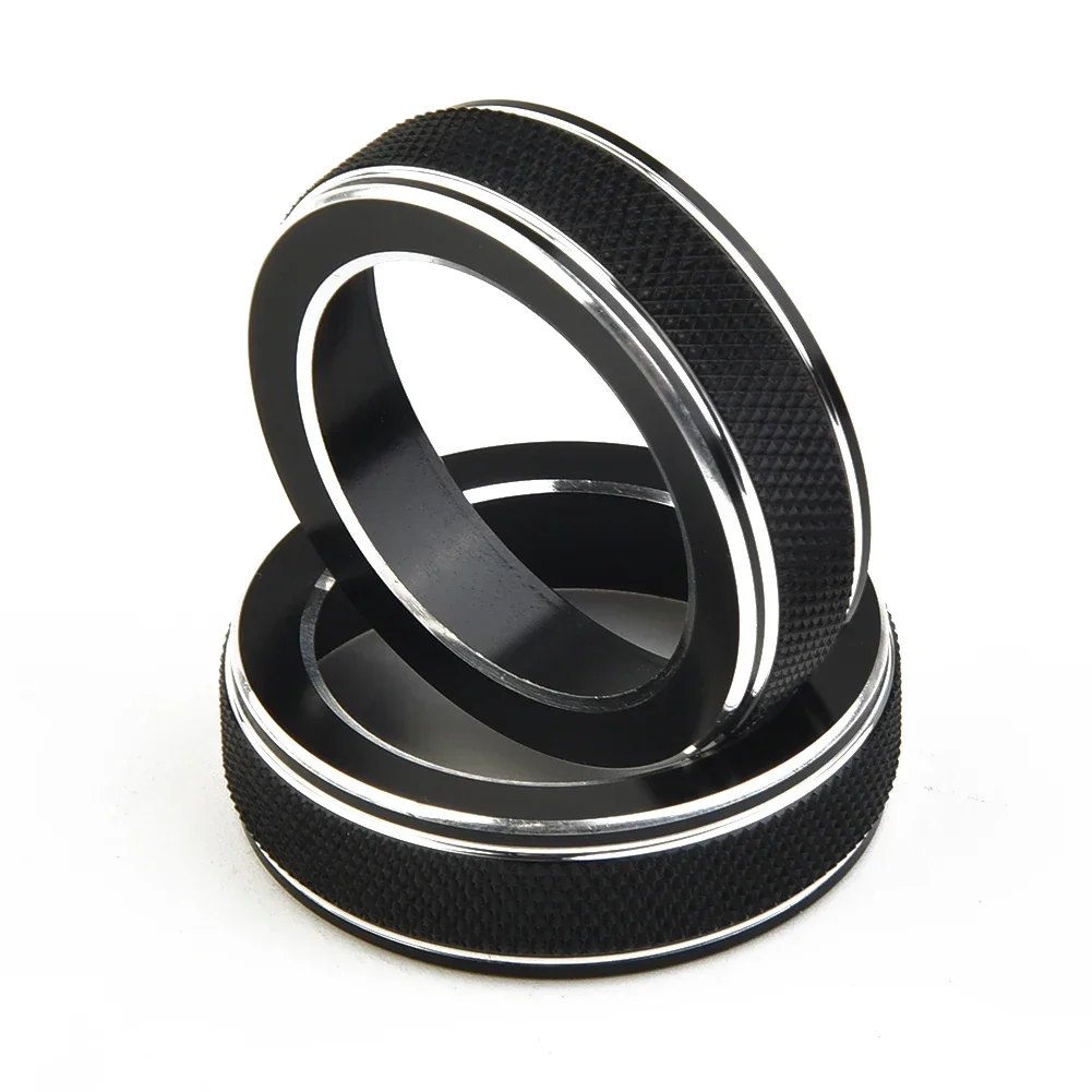 SHINEKA Red Aluminum AC & Audio Switch Knob Cover For Jeep Grand Cherokee 2014-2019 (3pc Set)
