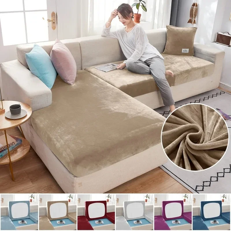 Description Picture 4 of itemElastic Velvet Sofa Seat Cushion Covers for Living Room Cushion Chaise Longue Luxury Corner L Shape Furniture Sofa Slipcovers