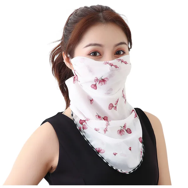 2022 New Summer Chiffon Sun Protection Scarf MultiFunction Face Mask Hair Neck Shawls Wraps
