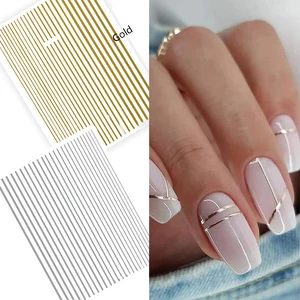 Image for 1Pc Silver Gold Lines Stripe Nail Sticker Decals M 