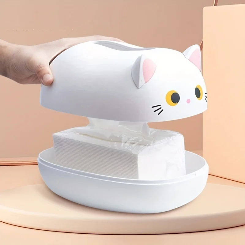 A cute cat tissue box, cartoon tissue box cover, cute black and white cat tissue box, paper storage napkin box, home decoration 2