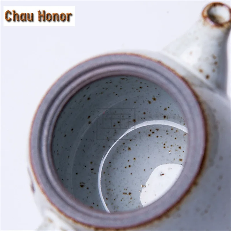 240ml Retro Guanware Ceramic Teapot Handmade Coarse Gracked Glaze Pottery Teakettle Kung Fu Tea Master Pot Filter Gift Packaging