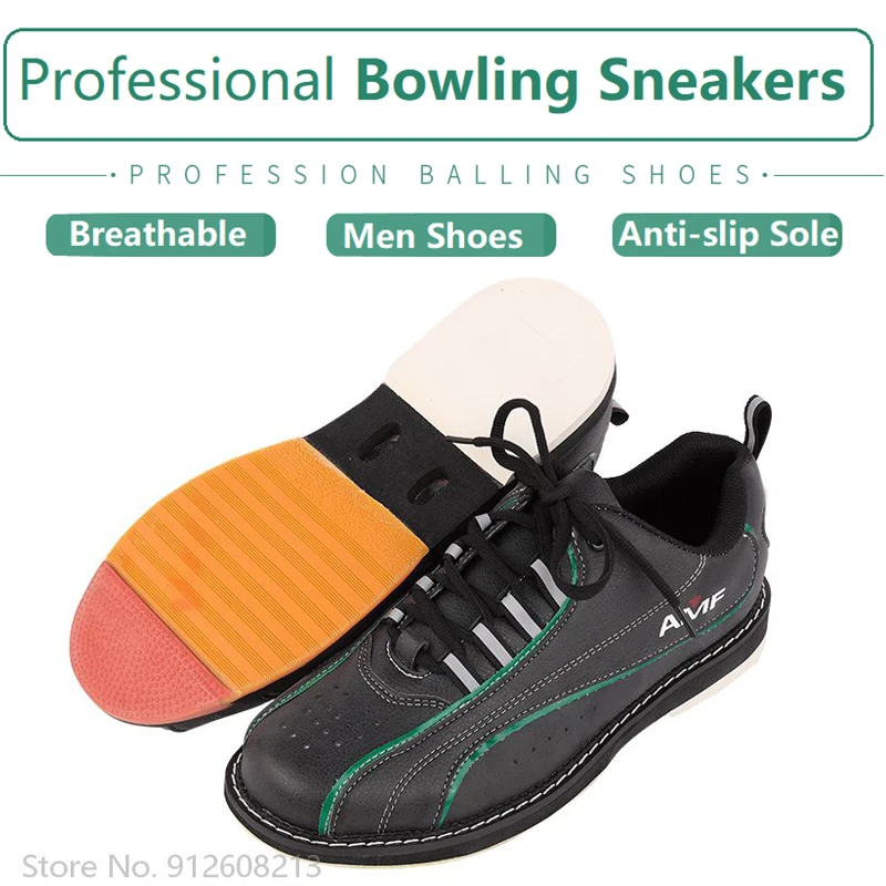 Male Professional Bowling Sneakers PU Leather Breathable Bowling Shoes