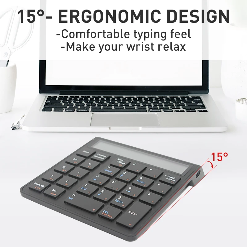 Numérico Teclado Numérico Teclado Bluetooth em sem Fio Eletrônico Calculadora 12 Dígitos Display Lcd para Thinkpad Windows Portátil - Imagem 6