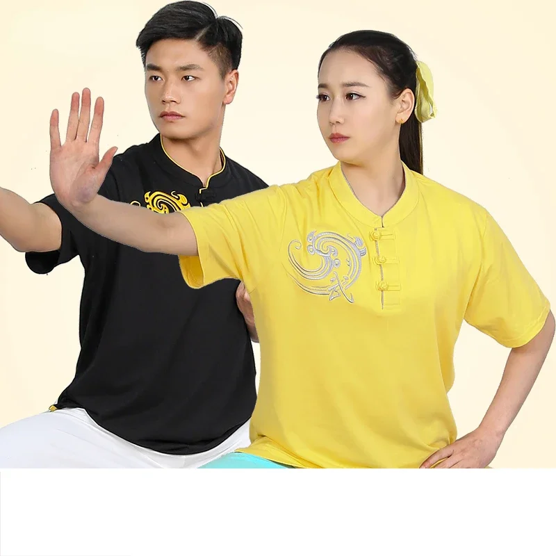 Martial Arts T-shirt Short-sleeved Clothing Kung Fu Shirt Classic Uniform Kung Fu Men's Shirt Summer Embroidery Top