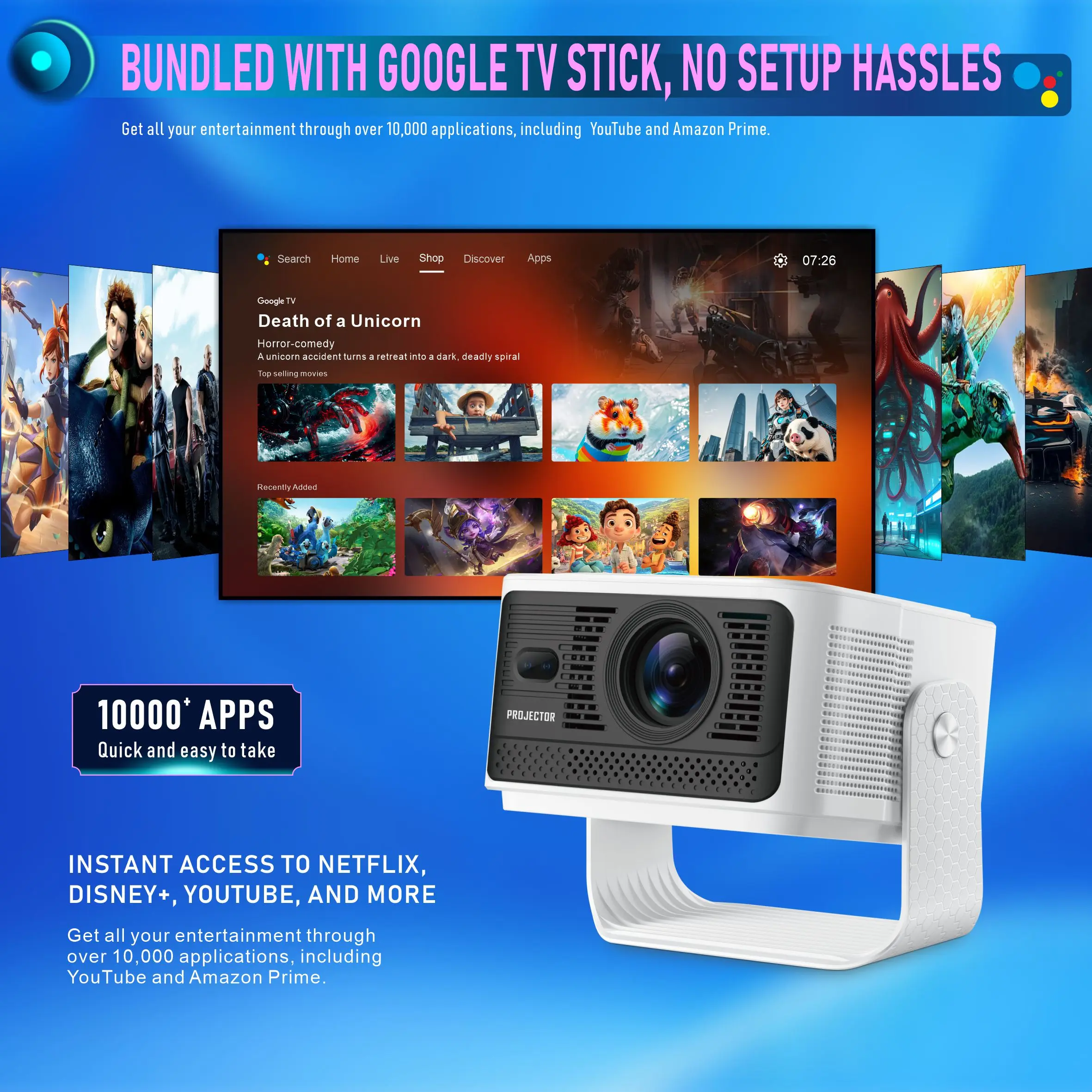 벨렉 HY350 MAX 구글 GTV 900ANSI 8K 네이티브 1080P 빔 프로젝터 HDR10 돌비 휴대용 극장 자동 초점 안드로이드14 프로젝터