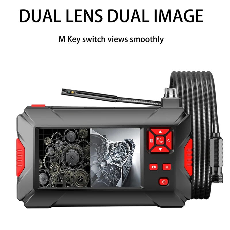 Caméra Endoscopique industrielle HD 200W, double affichage, caméra à 3  lentilles, rotative à 360 degrés