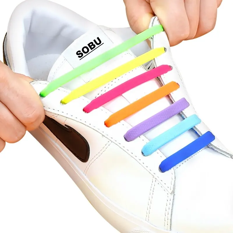 Juego de cordones elásticos de silicona para hombre y mujer, cordones