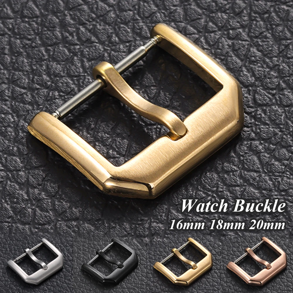 Stainless Steel Brushed Matte Watch Strap Buckle - Silver, Black & Gold