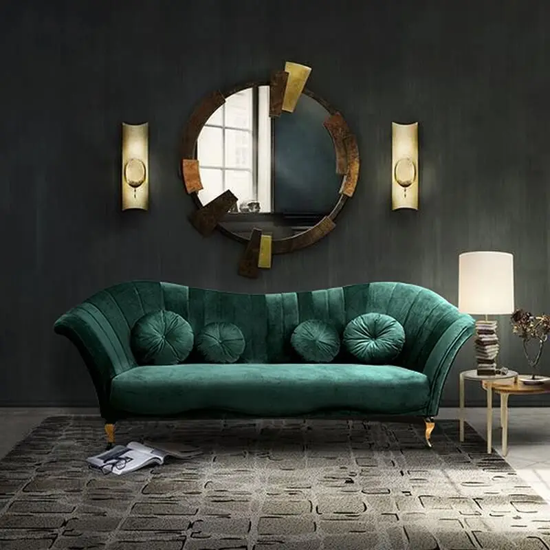 

Europäischen-Stil Einfache Post-Moderne Licht Luxus Italienischen Retro Grün Samt Amerikanischen Stoff Wohnzimmer Sofa Kleine Wo