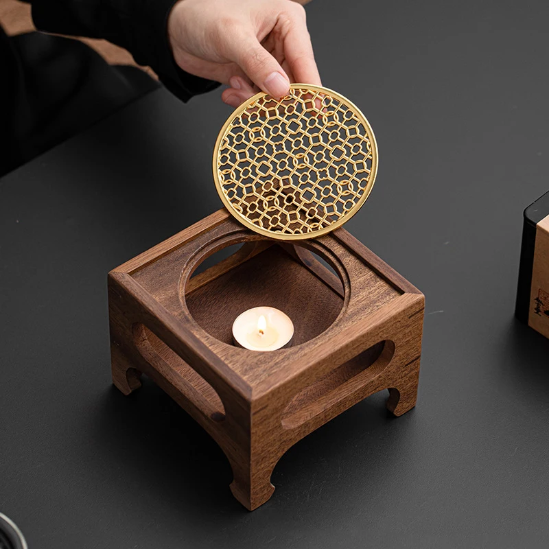 Walnut wood whole wood warm tea table warm tea machine white wine base candle stove wine stove